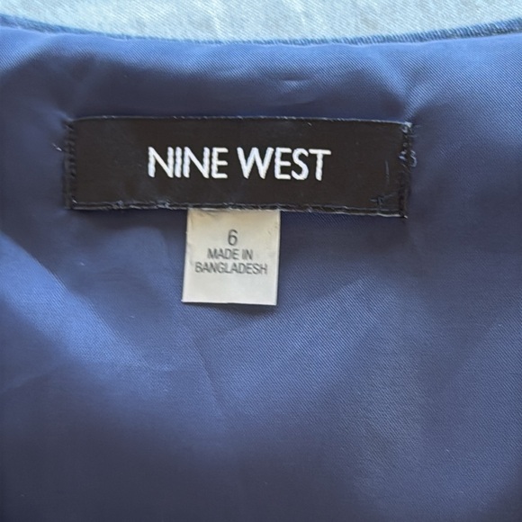 Nine West Chambray Denim Sleeveless Sheath Mini Dress Denim Silver Zip Front - Picture 7 of 13